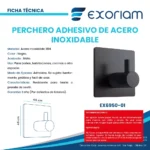 Gancho Adhesivo Negro En Acero Inoxidable Exoriam 5cm X 5cm - Imagen 4