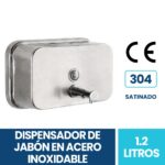 Dispensador De Jabón Horizontal En Acero Inoxidable De 1.2l Exoriam  21cm X 12.5cm X 6.5cm