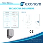Secador De Manos Air Blade One Plastico Abs Exoriam 38.4m X 23.5cm X 14.25cm Peso 3.63 Kg - Imagen 3