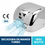 Secador De Manos Turbo Acero Inoxidable Exoriam 31cm X 29cm X 17cm Peso 3.6 Kg