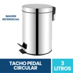 Tacho de Basura a Pedal Acero Cromado Brillante 3 Litros con Balde Interior Exoriam 25.7cm x 16.7cm x 22cm