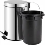 Tacho de Basura a Pedal Acero Cromado Brillante 3 Litros con Balde Interior Exoriam 25.7cm x 16.7cm x 22cm - Imagen 2