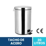 Tacho de Basura a Pedal Acero Cromado 20 Litros con Balde Interior Exoriam